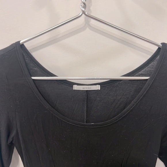 Cozy Small Black T-Shirt Dress | Long Sleeve | Transitional Style | Comfy BASIC - Picture 2 of 4